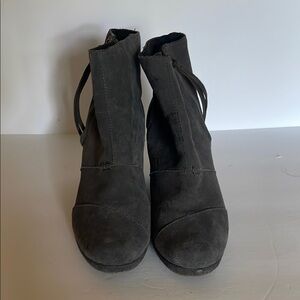Toms Gray Ankle Booties with Elastic Panels